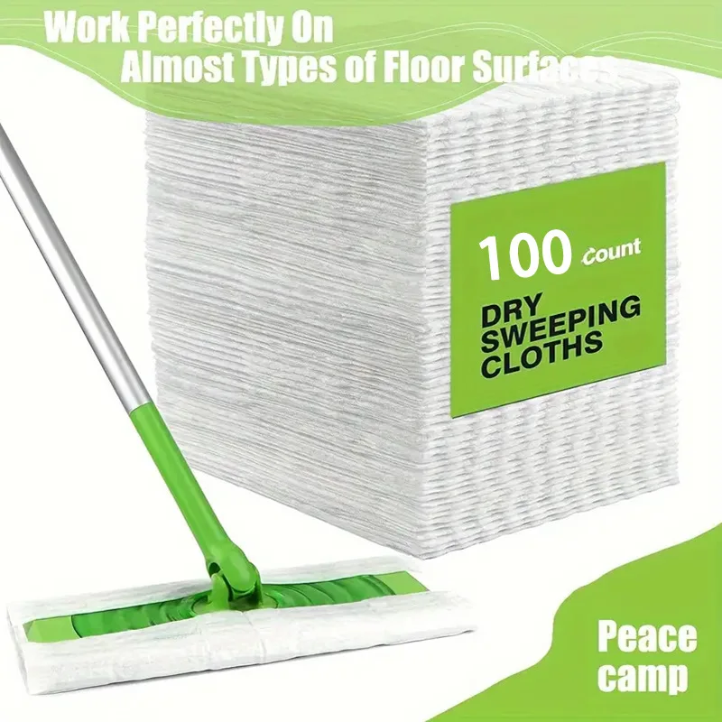 100 Refil de Mop Seco - Panos de Limpeza Eletrostáticos Não Tecidos, Ideais para Limpeza de Quartos, Banheiros e Cozinhas