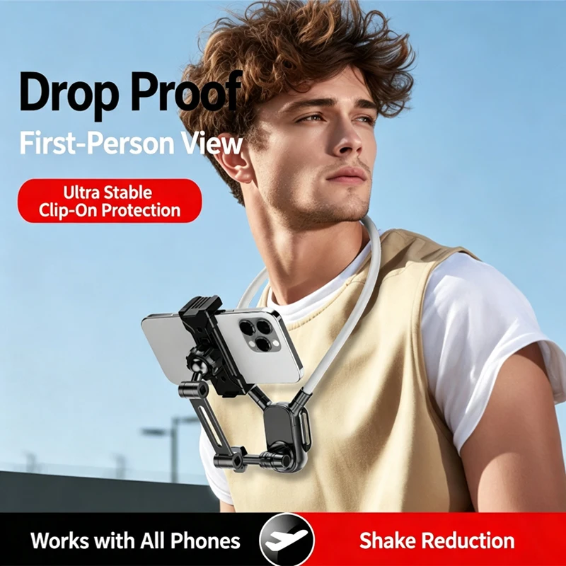 Portable Outdoor First View Bracket Neck Hanging Phone Holder Universal Insta360 DJI Action Camera for Cycling Cooking Streaming
