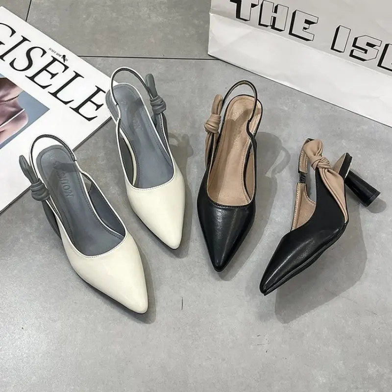 

NEW Women High Heels Solid Color Sandals Personality Pointed Toe Stiletto High Heels Simple and Versatile Women's Shoes Plus Siz