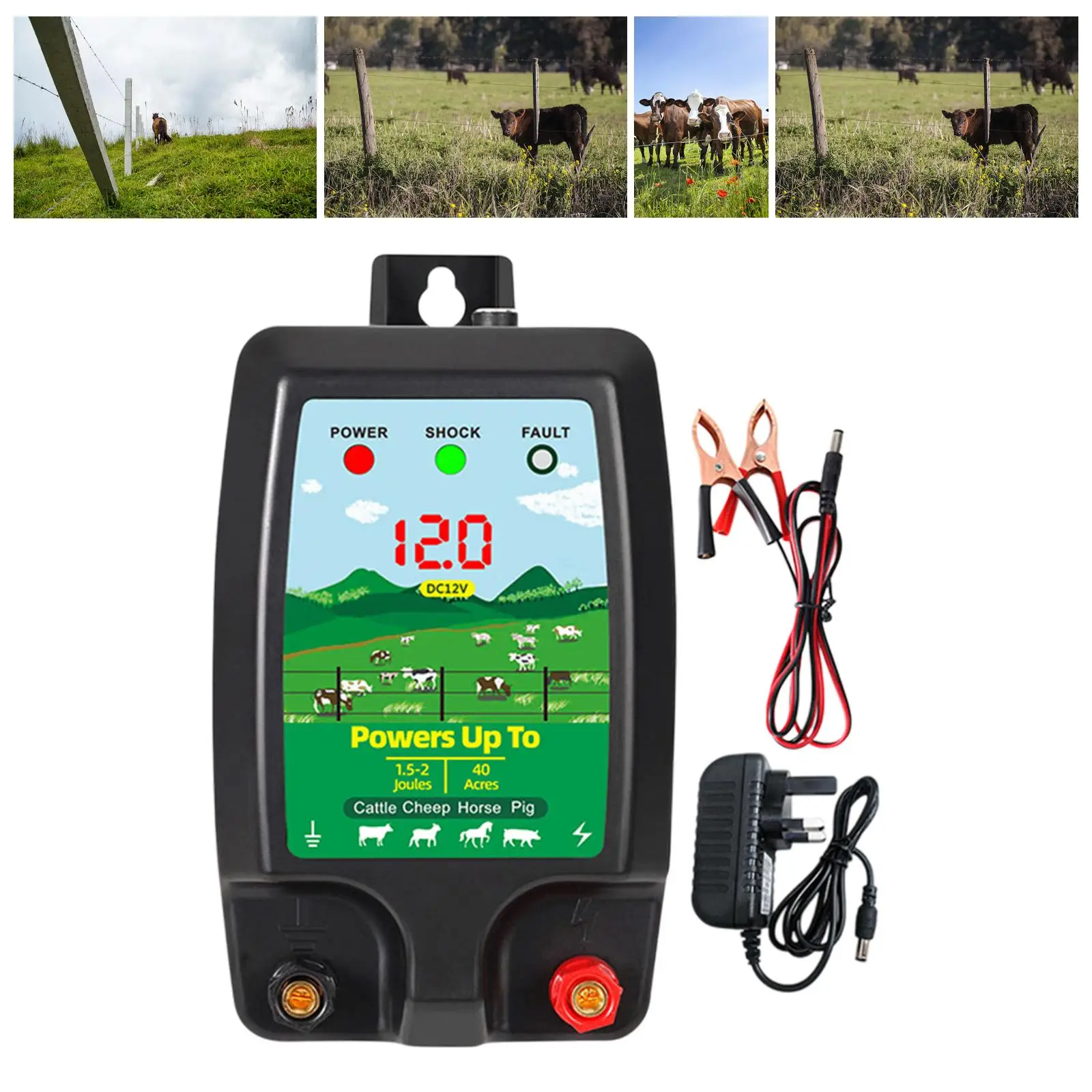 

Electric Fence Energizer Sturdy Controller Livestock Supplies Electric Fence Charger for Livestock Farm Cattle Poultry Garden