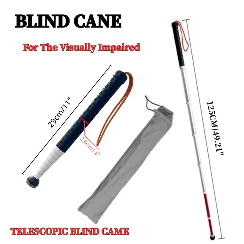 Telescopic Blind Cane Walking Stick Blind Reflective Cane Foldable Shockproof Crutch for Visually Impaired People