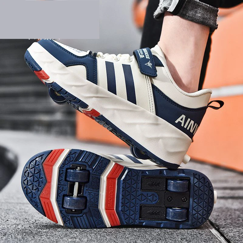 Indoor children's inline skates Girls' roller skates High-quality children's boys' quad roller skates Pink White Board Shoes