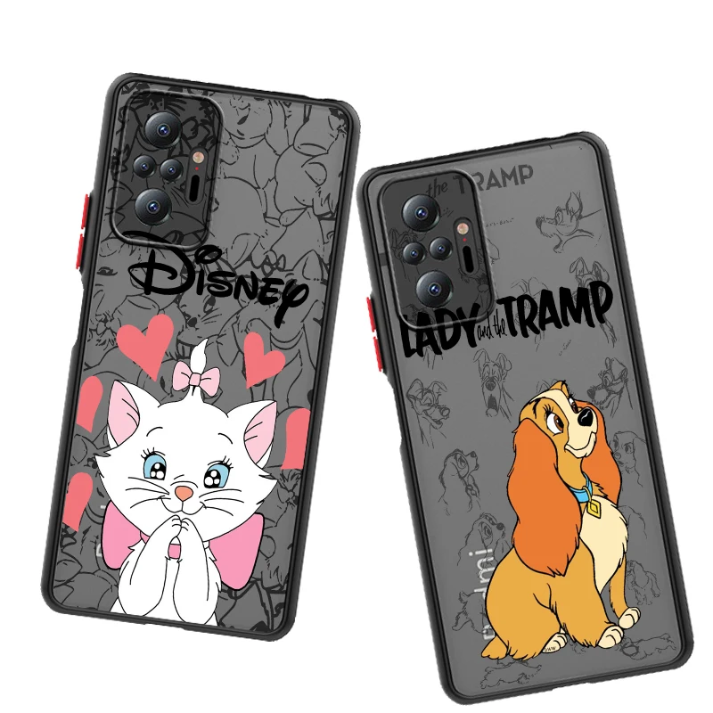 Lady And Tramp Marie For Redmi Note 12 12S 12T 11 11T 11E 10 10S 9 9T 8 7 Pro Plus 5G Frosted Translucent Cover Capa Fundas