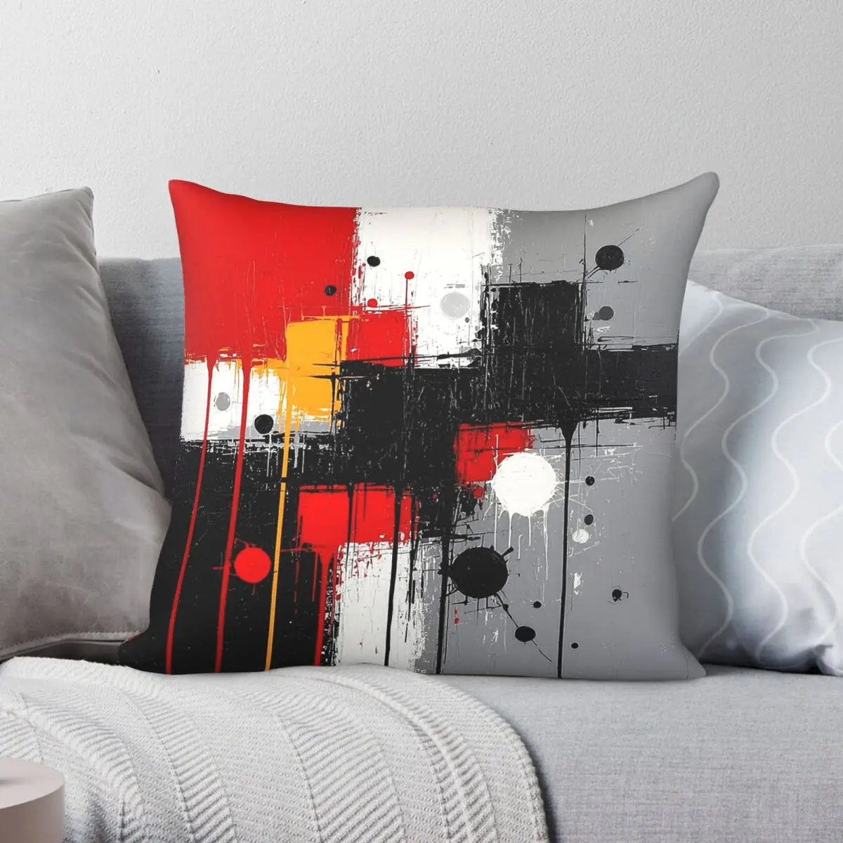 Drip Style 5 Color Abstract Pillowcase Polyester Linen Velvet Pattern Zip Decorative Throw Pillow Case Bed Cushion Cover