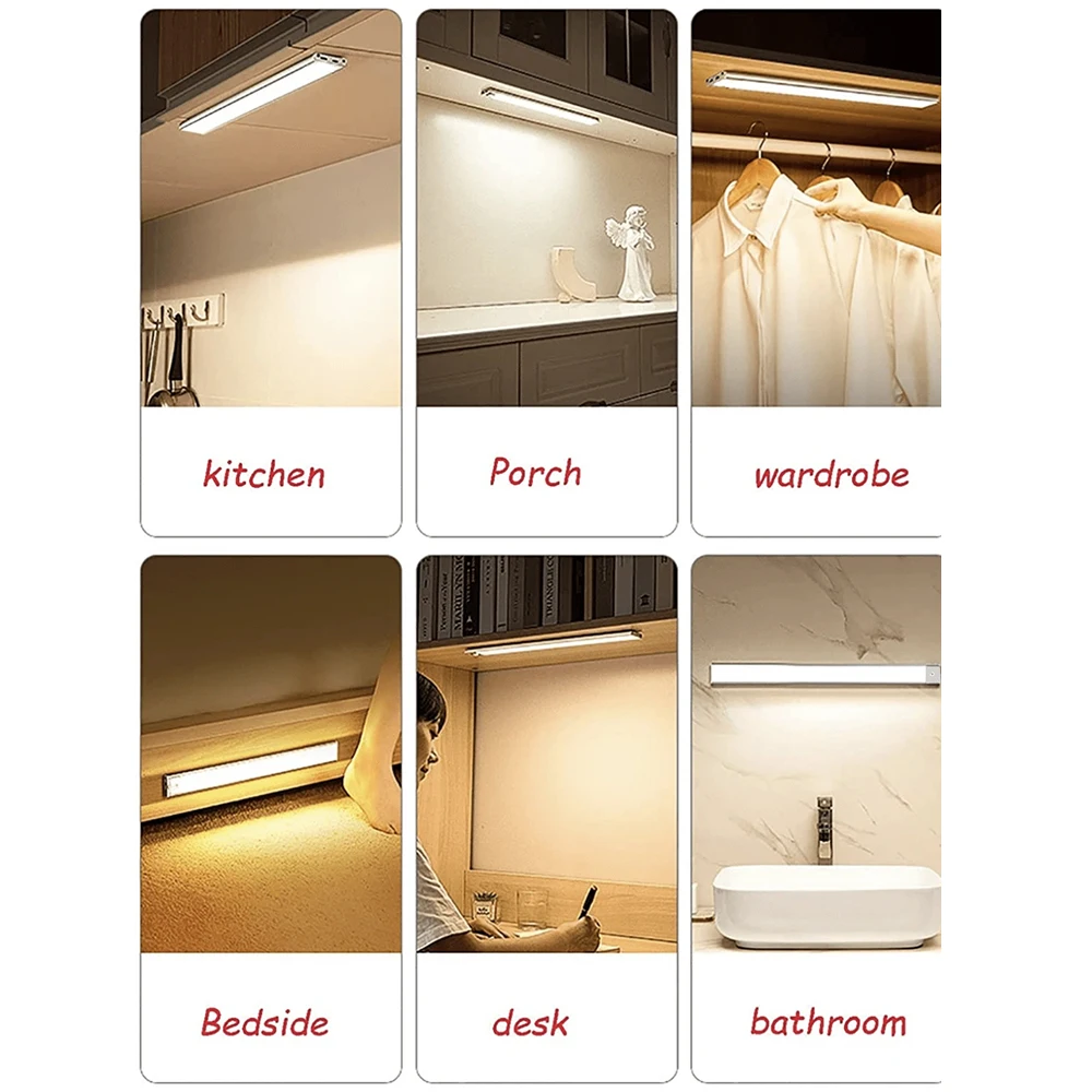 Led Motion Sensor Cabinet Light, Under Counter Cabinet Lighting, Wireless Magnetic Usb Rechargeable Kitchen Night Light