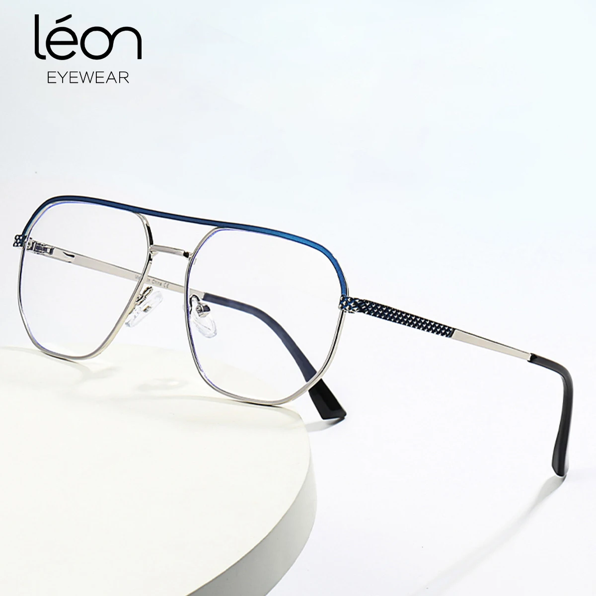 

Men's Fashionable Metal Optical Frame Glasses Double Bridge Anti-blue Light Protection Spectacles For Near Sighted Far Sighted