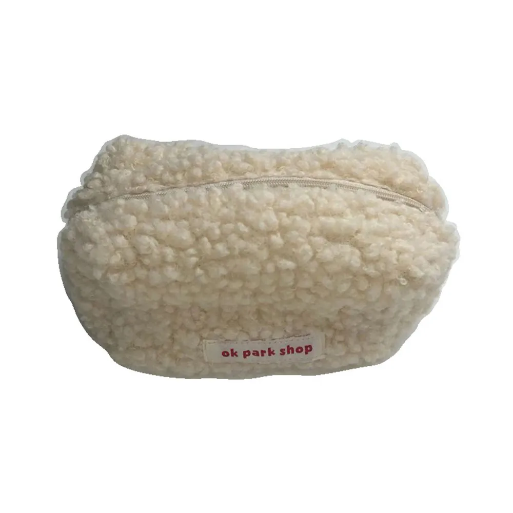 Косметичка из овечьей шерсти, плюшевая сумка для хранения, милая сумка для канцелярских принадлежностей, большая вместительная дорожная косметичка, органайзер для макияжа, сумка