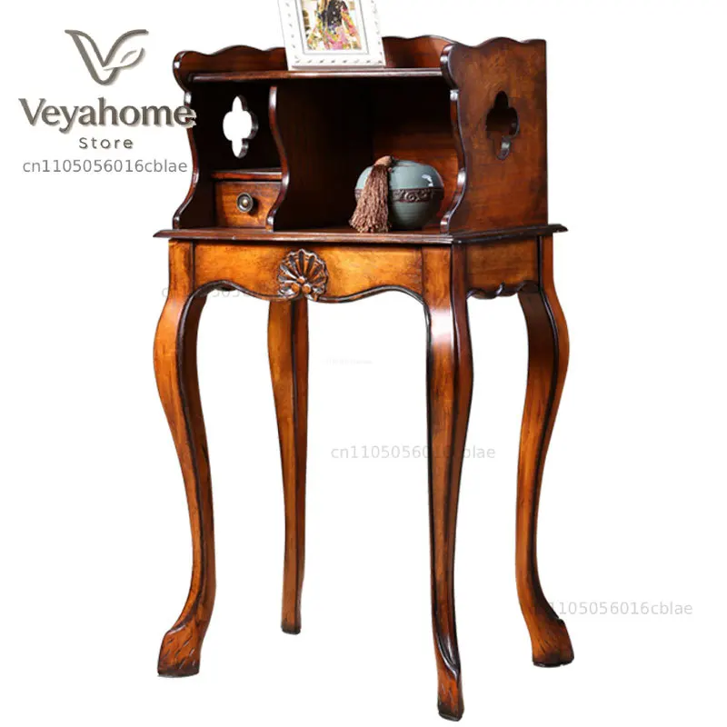 American rural fragrant camphor wood solid wood corner table, small coffee table for books and newspapers view 5