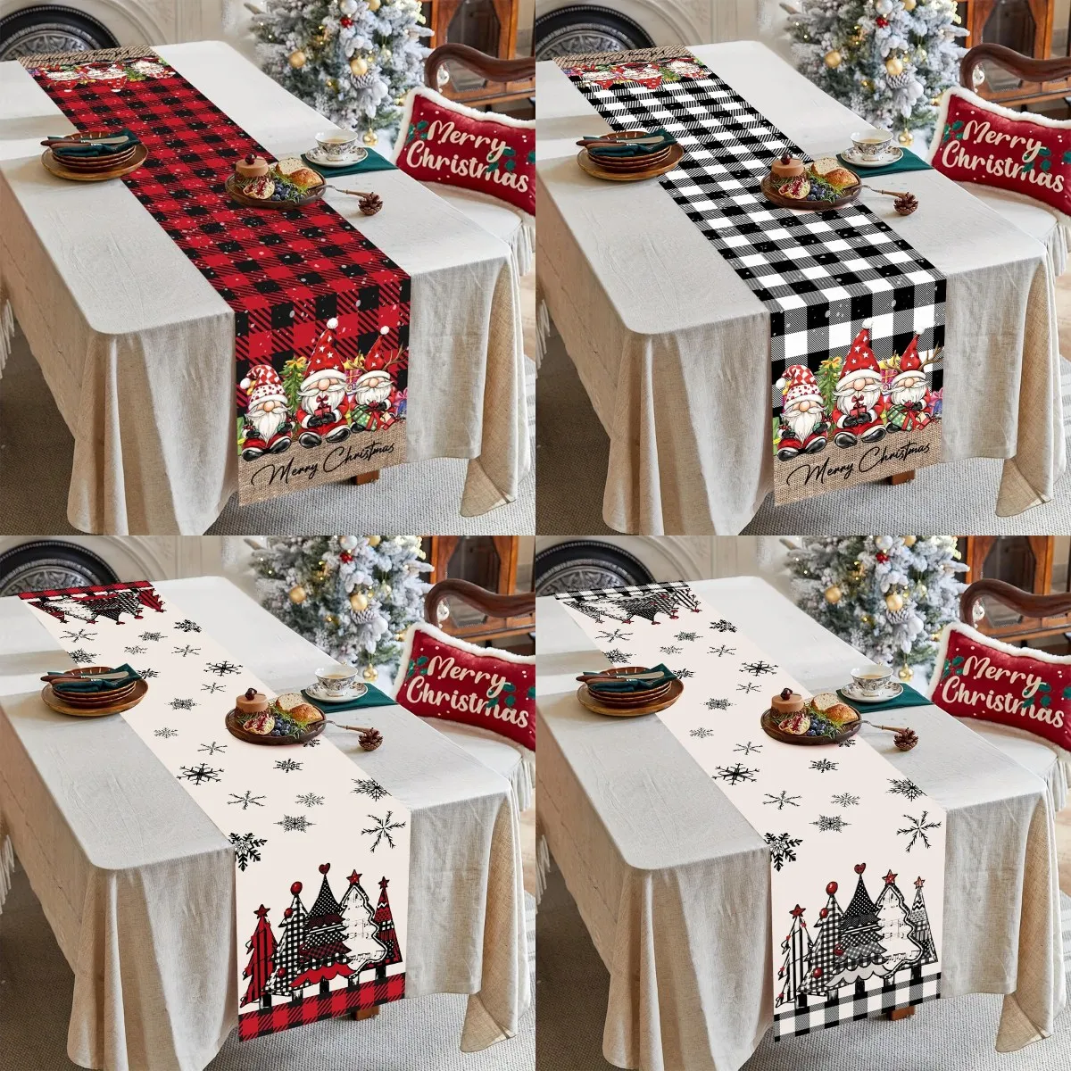 Weihnachtsbaum-Tischläufer, frohe Weihnachtsdekoration für Zuhause, Weihnachtsparty-Dekoration, 2025, Navidad Notal Noel-Ornament, Neujahr 2026