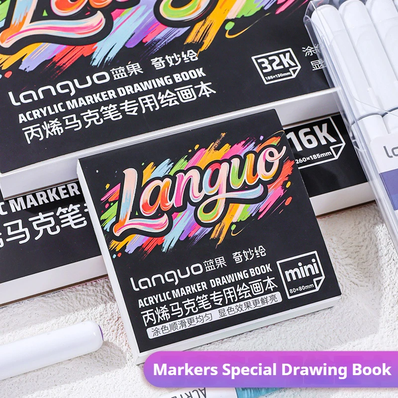 16K/32K/Mini LANGUO Thickened Sketchbook Hardcover Notebook Student Wood Pulp Art Painting Drawing Paper 36Sheets Marker Book
