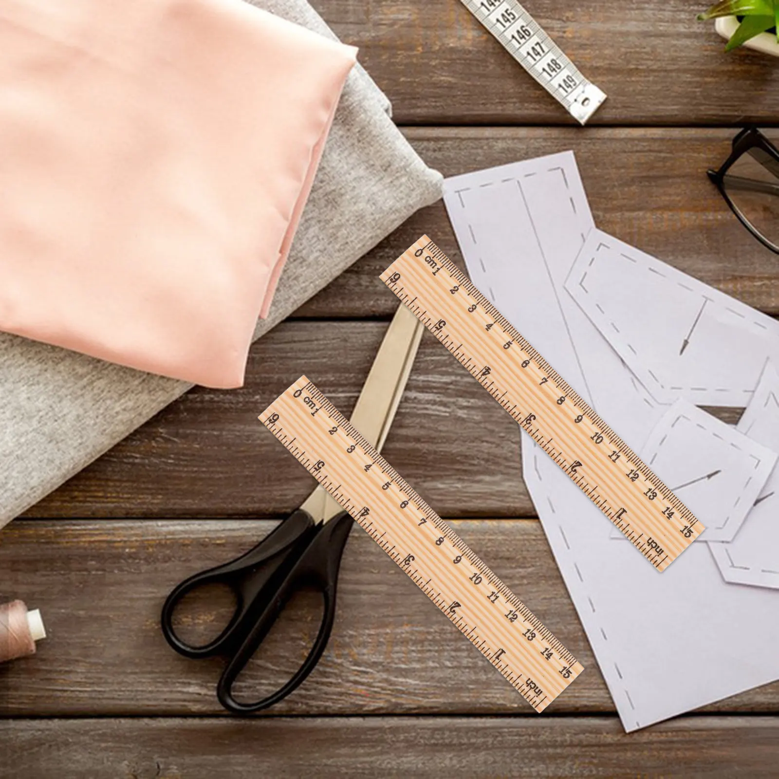 30Pcs 6 Inch 15Cm Wood Straight Ruler Training Aid Precision Measuring Tool for Math Learning Drafting Design Education view 4