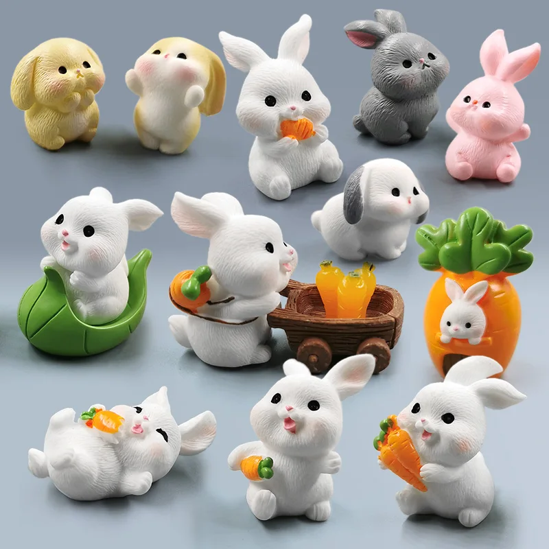 2026 Easter New Rabbit Cute Boat Carrot Figurine DIY Home Kawaii Room Decor Miniature Fairy Garden Decoration Accessories Modern