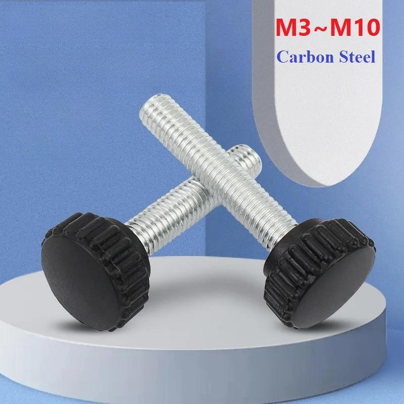 Carbon Steel Knurled Nylon Round Plastic Head Handle Thumb Screw M3-M10 Galvanizing Bakelite Bolt Black Bakelite Hand Screws