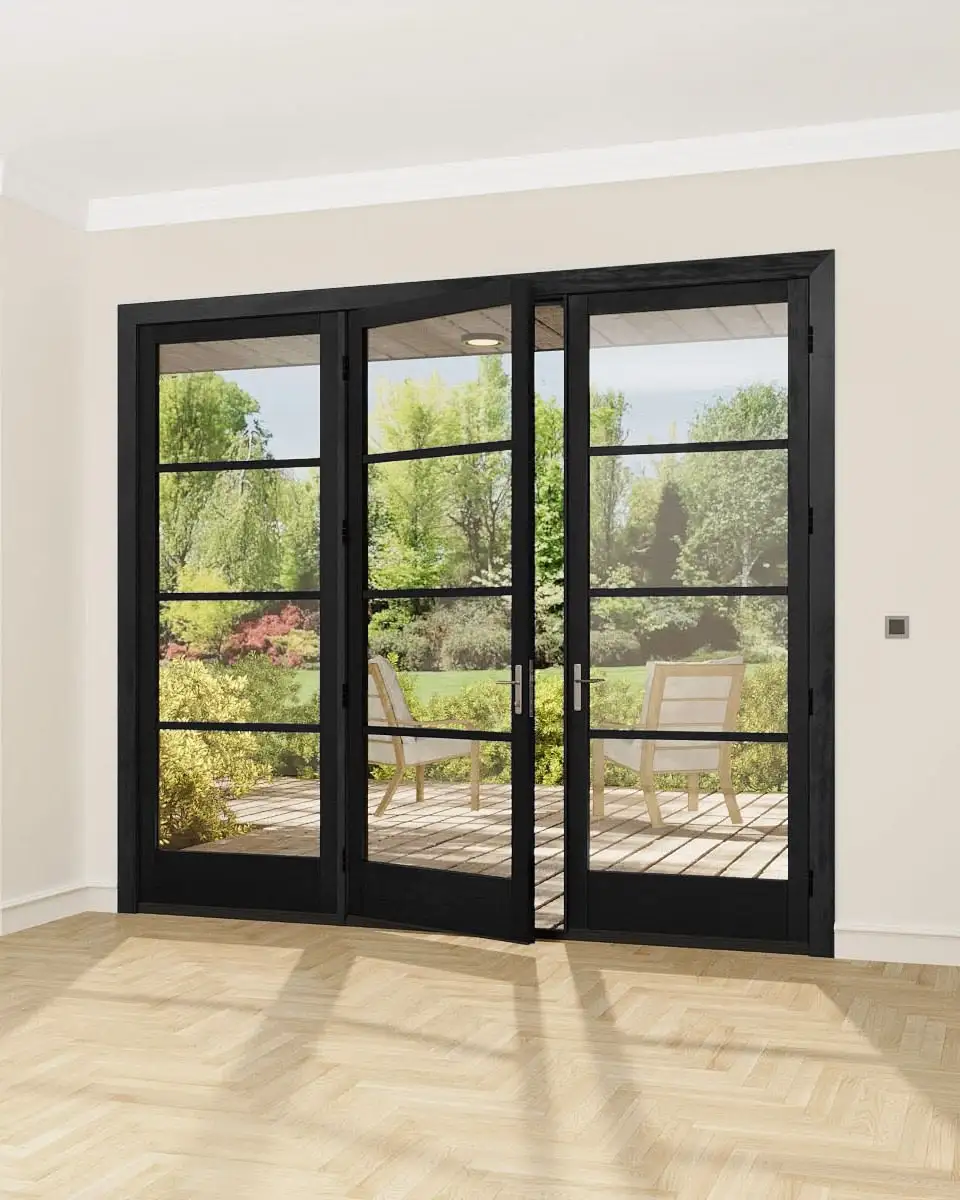 

Minimalist Aluminum Alloy Frame Simple Modern Style Glass French Door Heat-insulation Windproof French Door with High Security