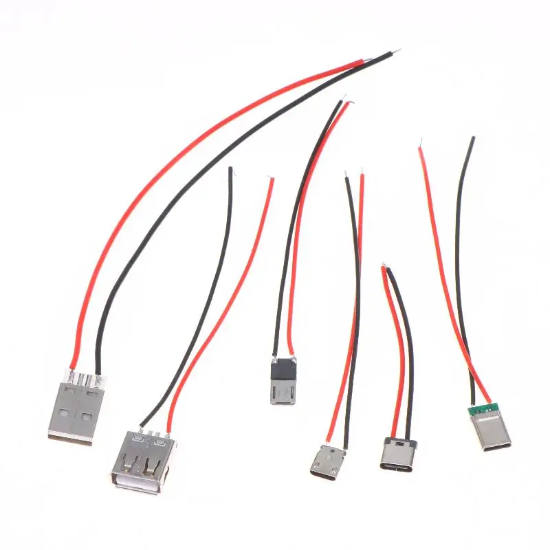 JCD 2Pin Micro USB Type C Straight Welding Wire Connector Male Female Jack for Smart Home Device Modification
