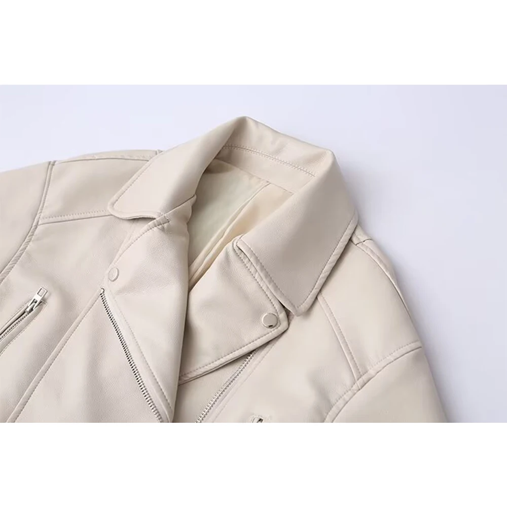 KONDALA Vintage Casual Woman Autumn Jackets Fashion 2025 Motorcycle Leather Jacket Outwear Sashes Chic Streetwear PU Female Coat