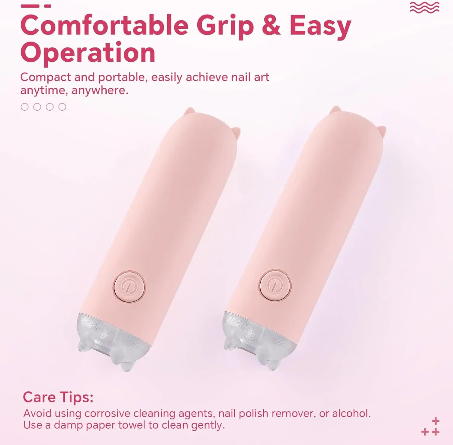 Lampada per unghie UV LED rosa con orecchie di gatto, essiccatore gel portatile per acrilico e nail art