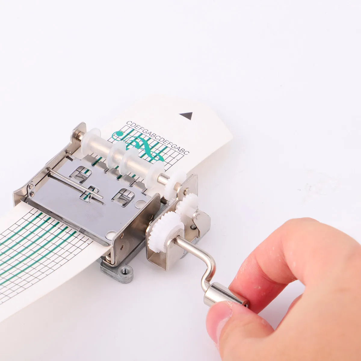 3Pcs 15 Note Music Box Movement Hand Crank DIY Mechanism for Custom Melody with Paper Tape Set and Punch Tool Silver