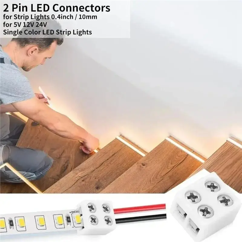 ABYN-2-Pin LED Strip Connectors For Tape And Ice String Lights, 30PCS 8Mm Strip To Wire Quick Splice Plugs