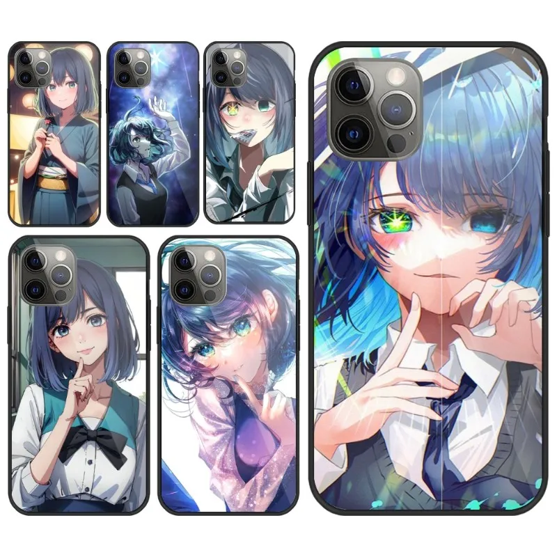 Oshinoko Akane Kurokawa Phone Case for iPhone 14 13 12 11 XS X 8 7 6 Plus Mini Pro Max SE 2022 PC Glass Phone Cover Funda