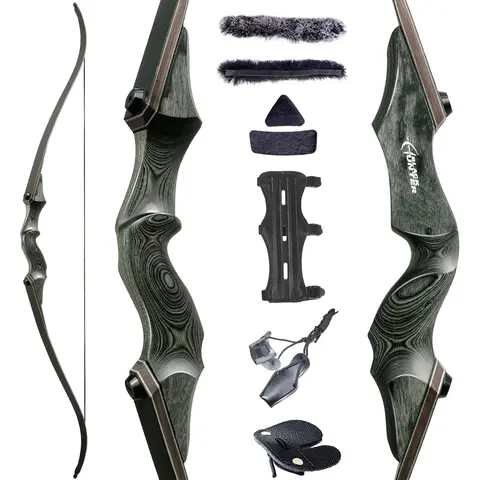 Obert Black Hunter 60 นิ้วยิงธนู Takedown Recurve Bow ชุด 25-60lbs ขวามือซ้ายมือไม้ไผ่ Core Limb