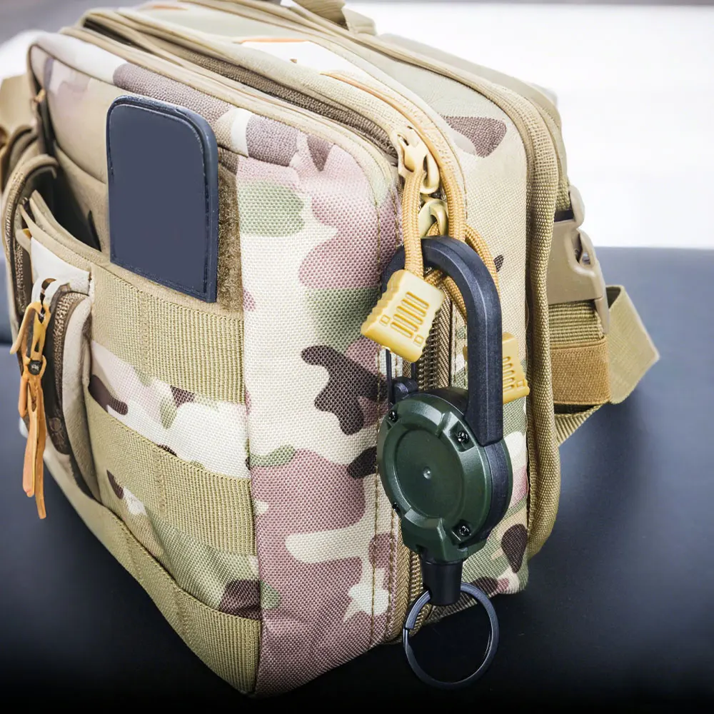 

Heavy Duty Retractable Pull Reel Keychain with Carabiner Strong Steel Wire Rope Buckle Spring for Outdoor Sports