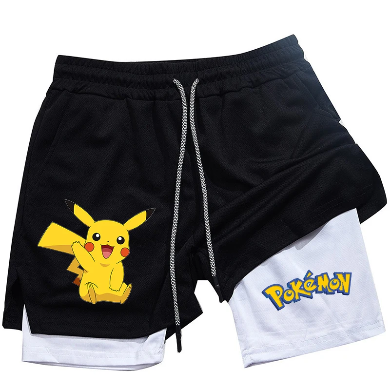 

Anime Pokemons Summer Hip Hop Sweatpants for Men Cartoon Pikachu Printed Sports Shorts Male Commute Fashion Five-point Pants