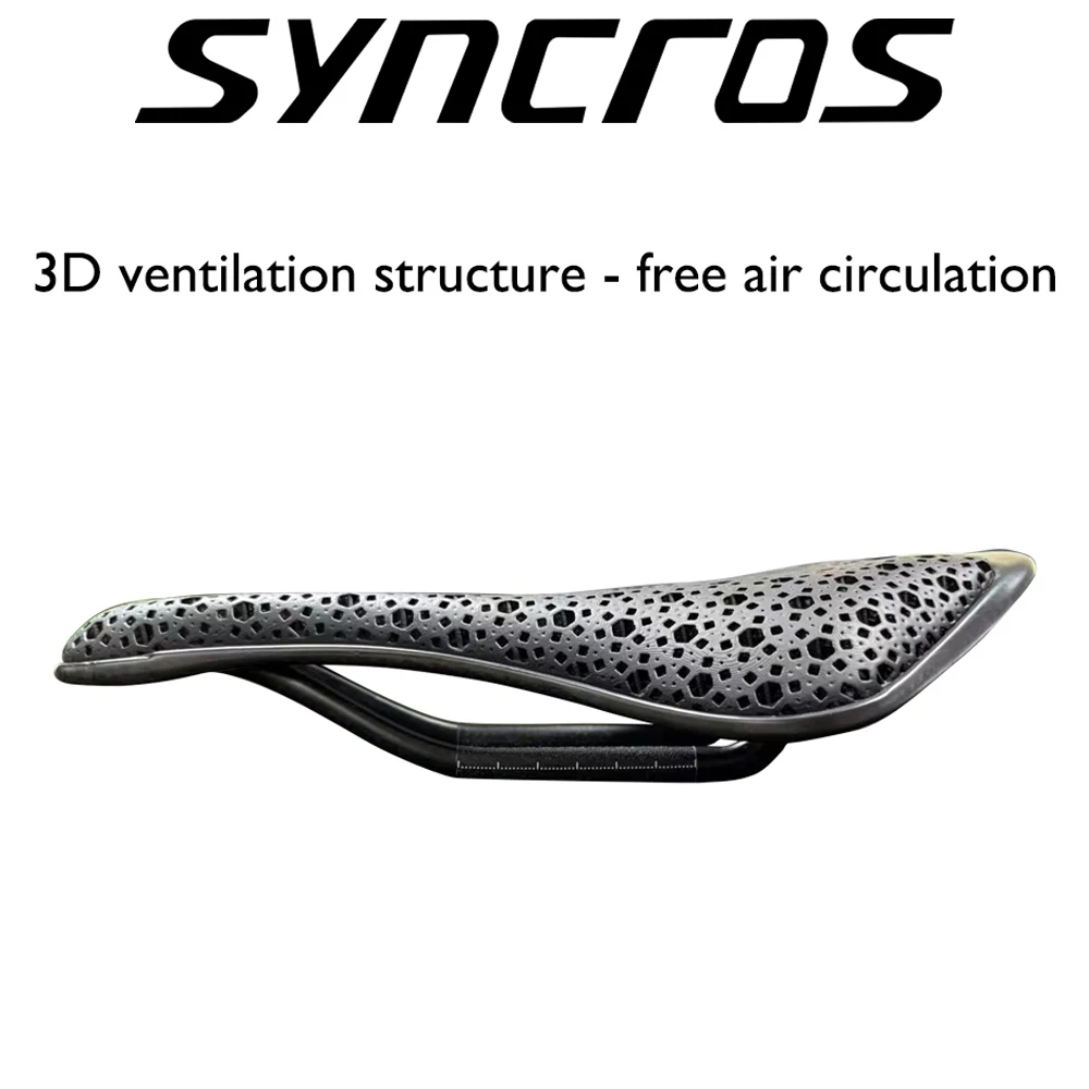 

SYNCROS 3D printed carbon fiber bicycle saddle for mountain/road bikes, 161g, ultralight and breathable, bicycle accessories