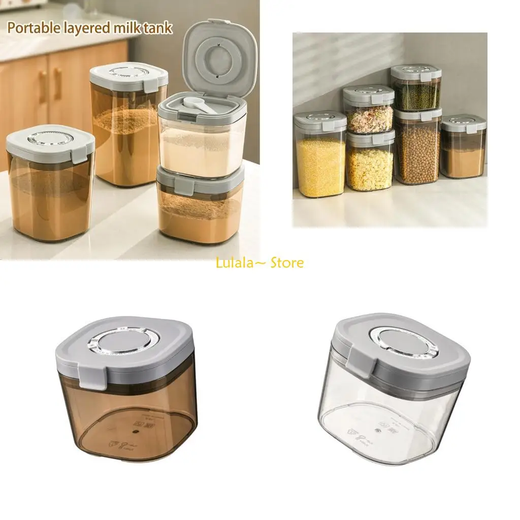 Y4QA Hygienic Powder Storage Canister Double Lock Freshness Preservation