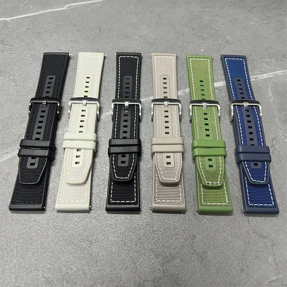 20mm 22mm nylon woven strap suitable for Huawei GT Garmin Samsung adjustable smartwatch strap with single loop buckle