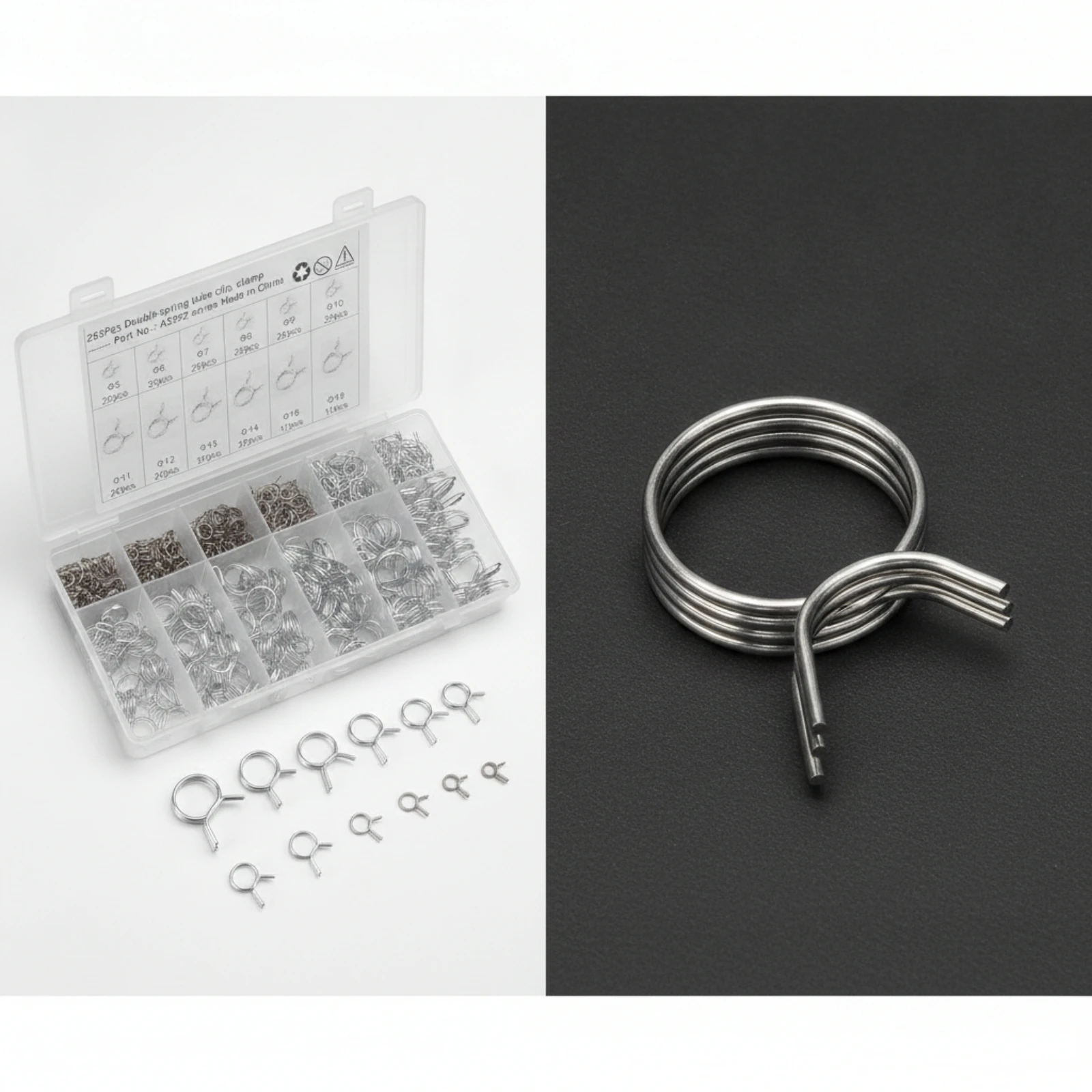 285 Pieces Double Wire Hose Clamp High Strength Double-Wire Hose Clamps Fasteners Lightweight Slim for Mechanics
