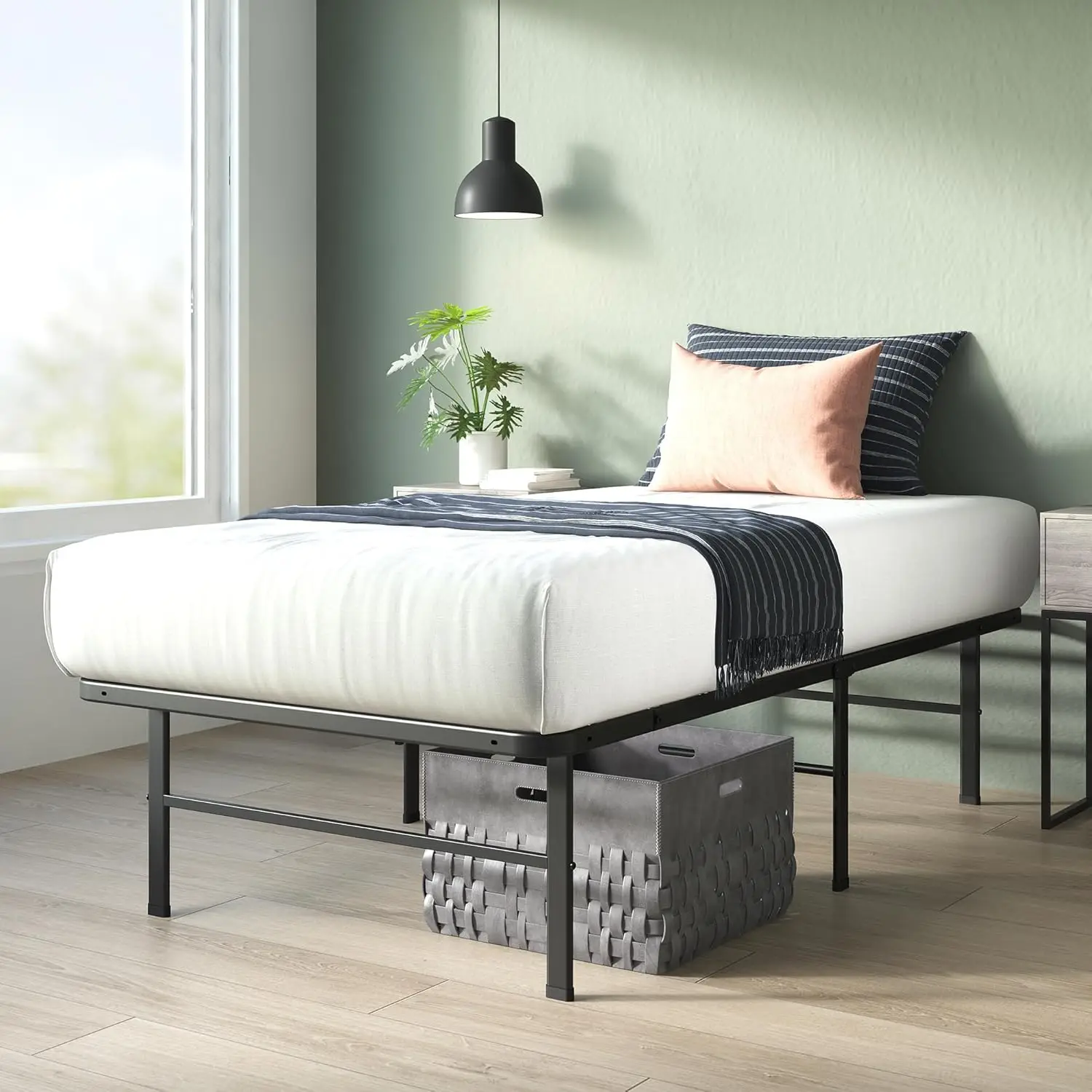 

Rumi 14In Easy Smartbase Mattress Foundation, Sturdy Metal Bed Frame, No Box Spring Needed, Eco Friendly Packaging, Twin