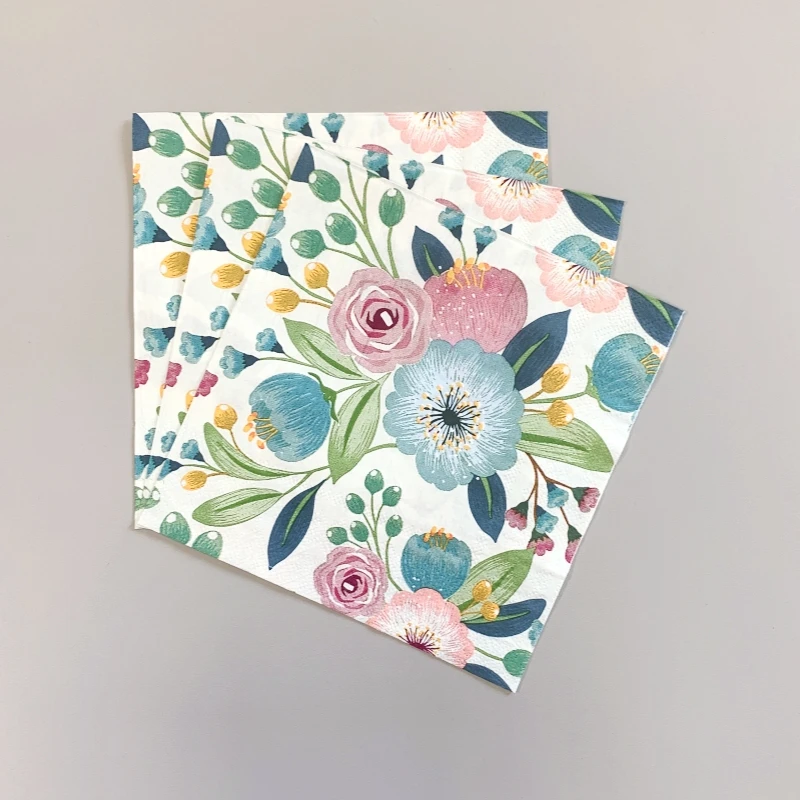 20Pcs/Pack Pomegranate Flower Table Decoupage Paper Napkins Flower Napkin Paper Tissue for Wedding Party Supplies Wholesale Hot