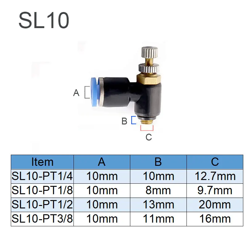 5Pcs Pneumatic Throttle Push in Speed Controller Air Flow Control Quick Connector for Air Piping Pneumatic Tools