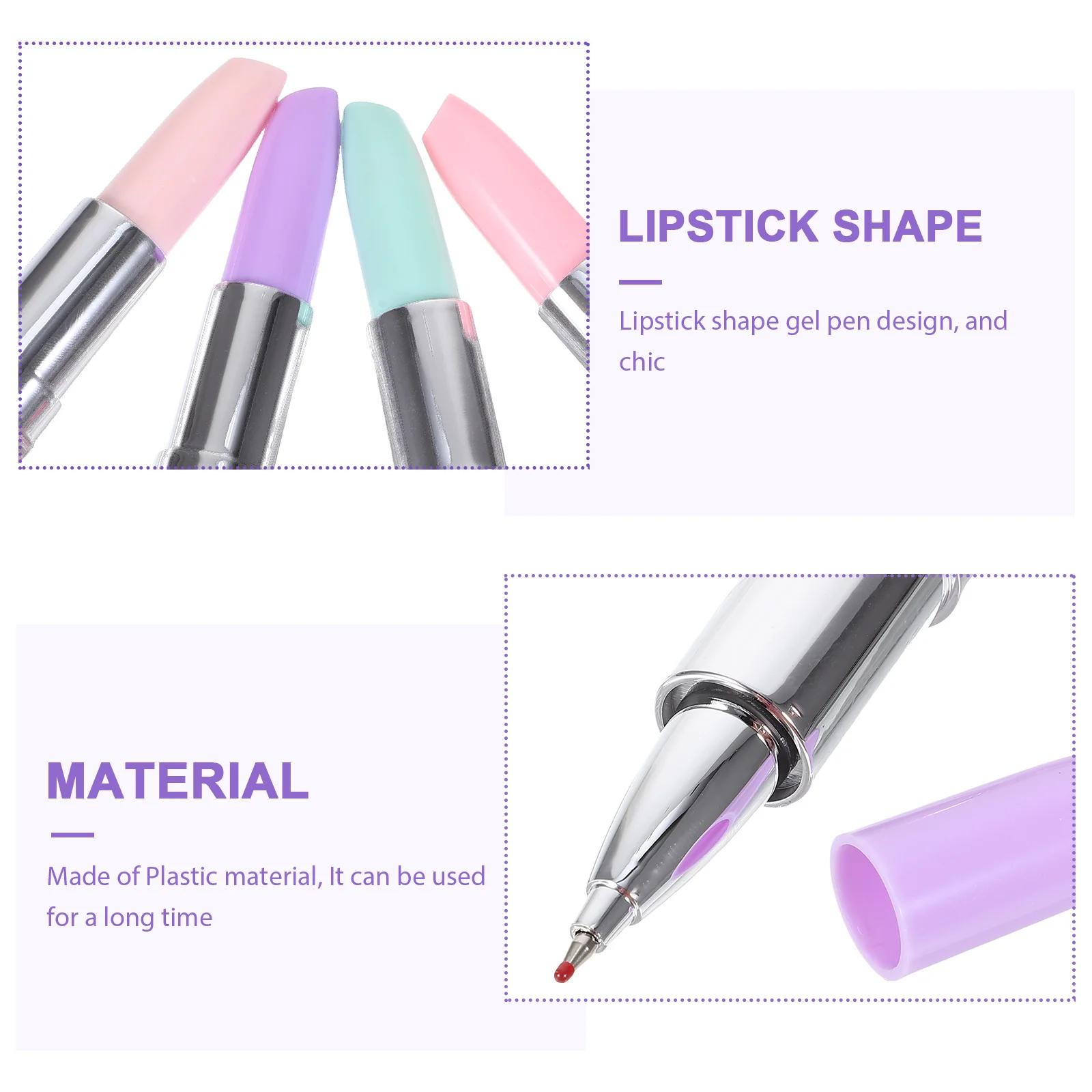 

4Pcs Lipstick Pens Creative Smooth Writing Stationery Office School Student Signature Pens Lovely Unique Gel
