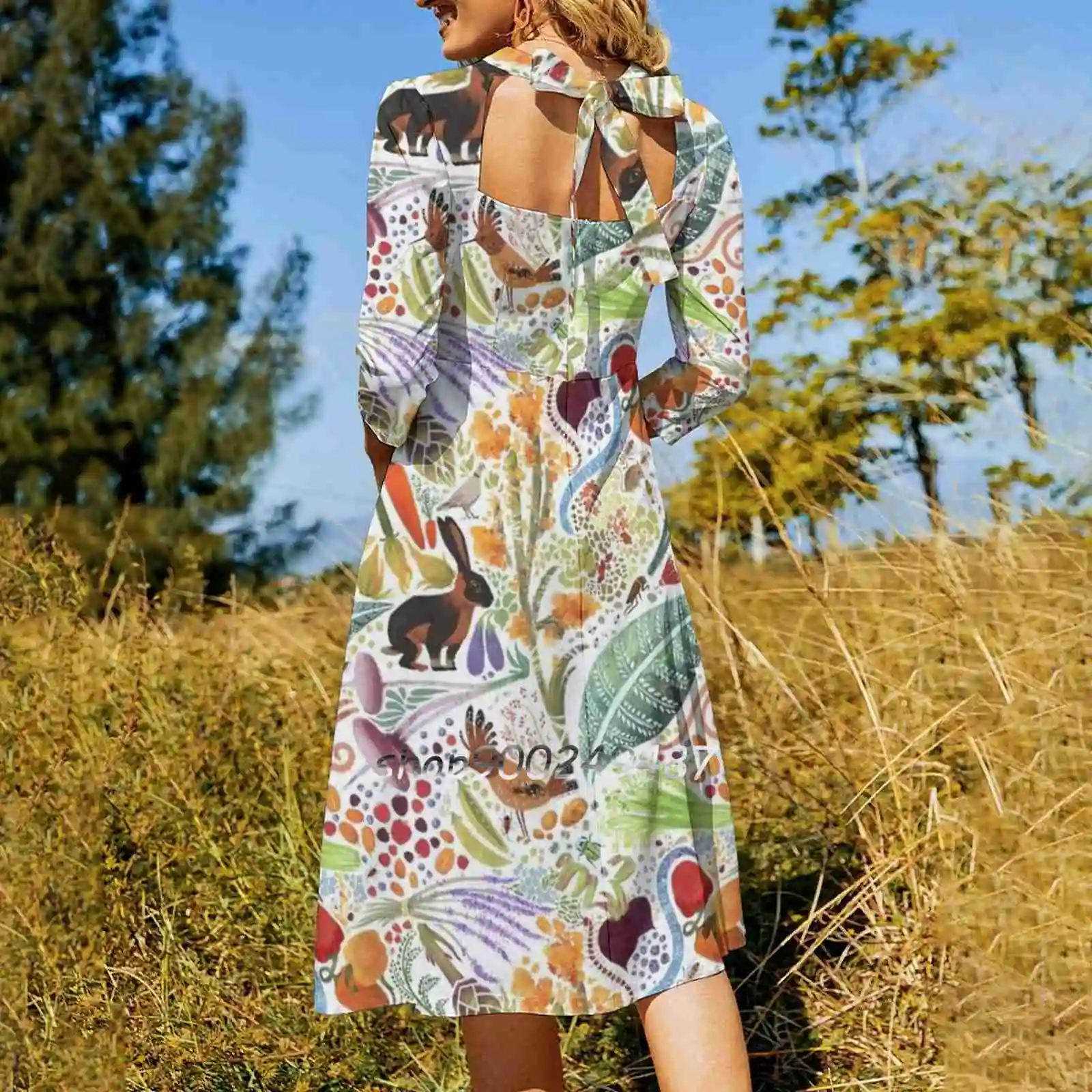 Vegetable Garden Party Sweetheart Knot Flared Dress Fashion Design Large Size Loose Dress Alessia Auricchio Artist Pattern