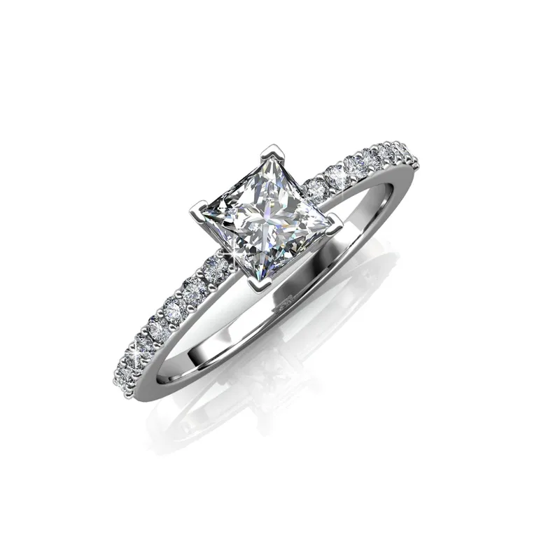 

Daisini Свадебное обручальное кольцо принцессы с кристаллами Сваровски, 18-каратное позолоченное качественное латунное модное ювелирное изделие для женщин