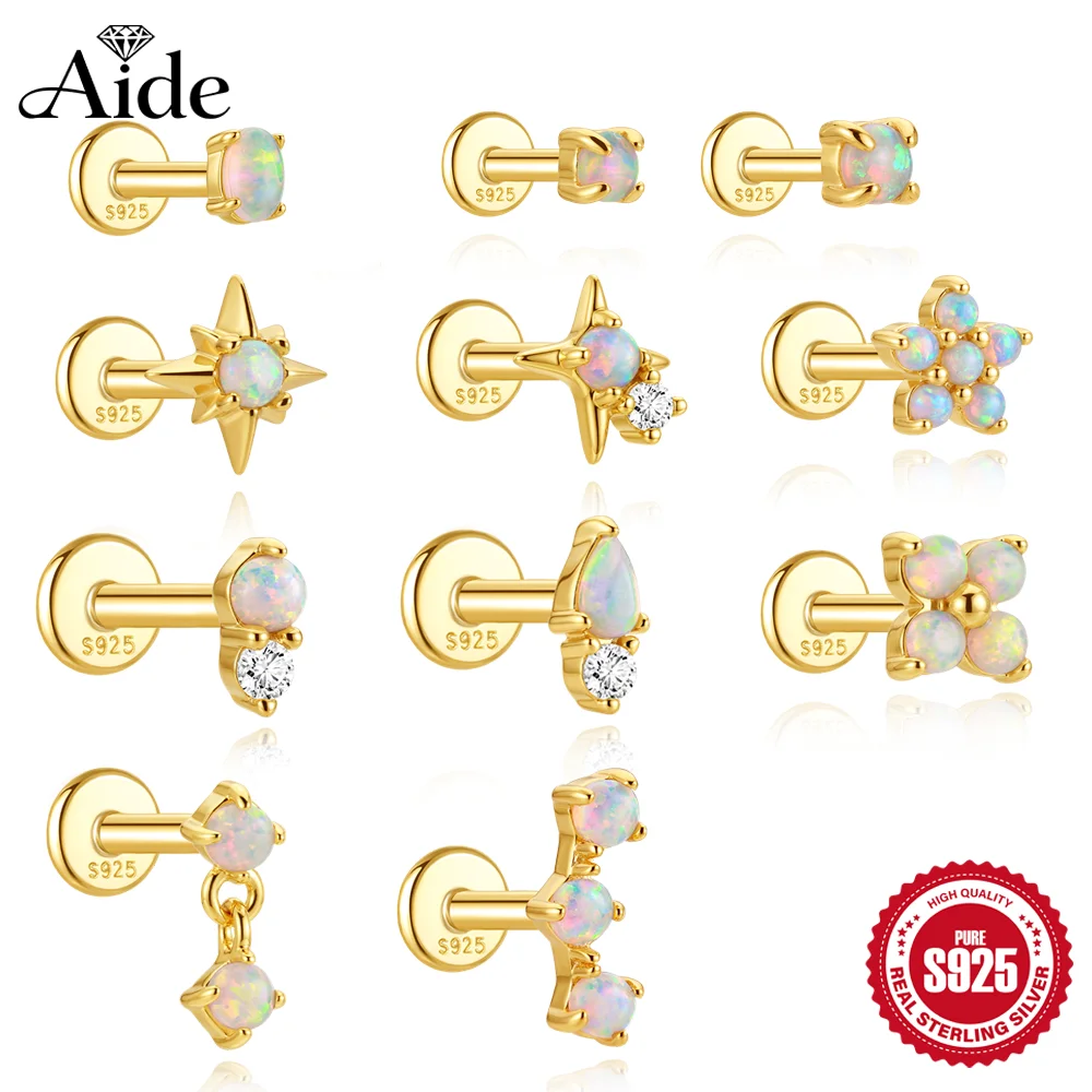 Opal Earrings Dangle - أقراط AIDE من الفضة الإسترلينية عيار
