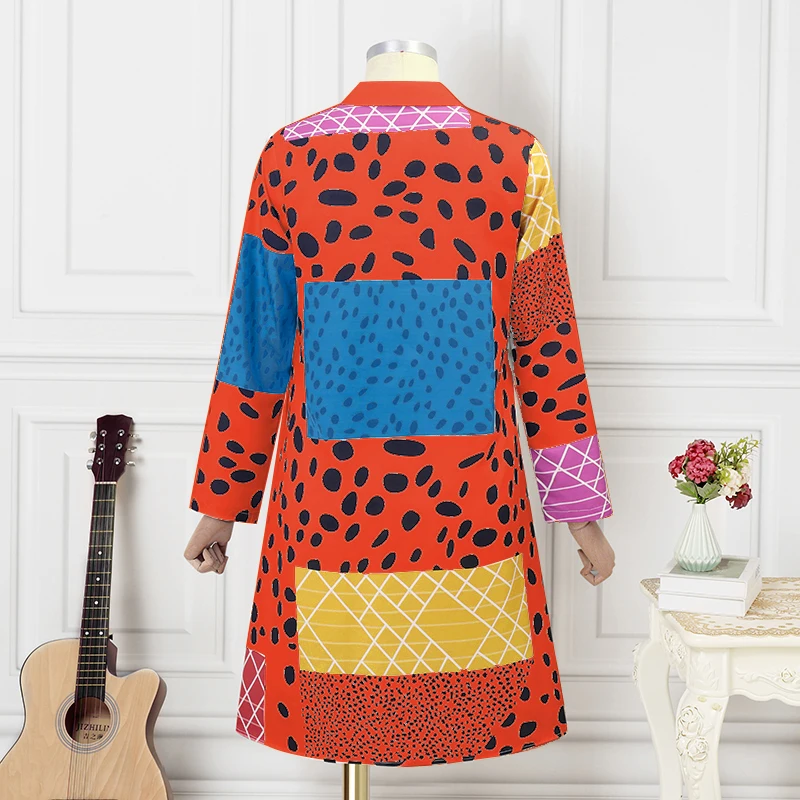 Plus Size 5XL VONDA Women Bohemian Dress Fashion Long Sleeve Leopard Printed Sundress Buttons Knee-Length Oversized Vestidos