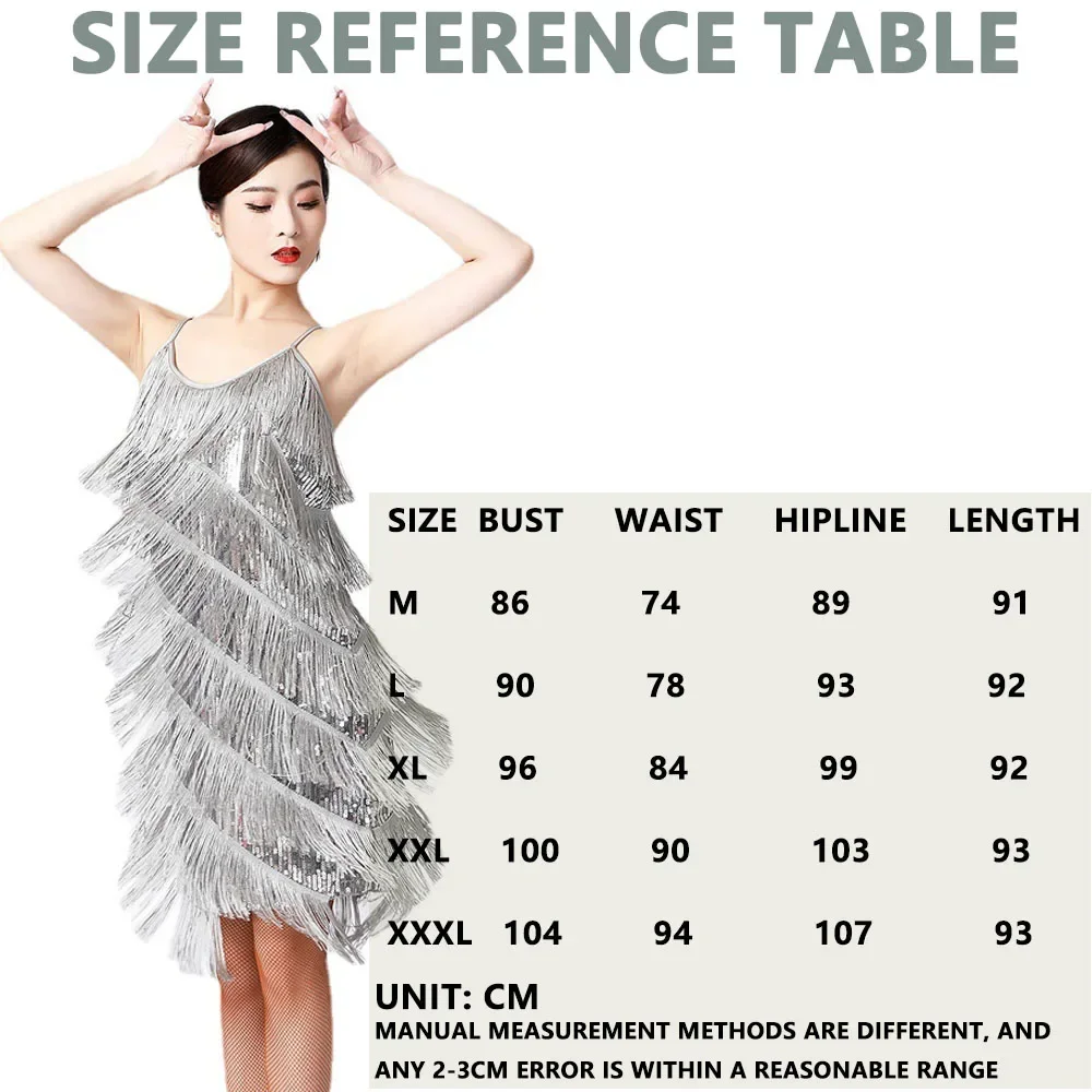 Latin Dance Dress Adult Women's Fashion Camisole Sequins Tassel Long Skirt Tango Stage Costume Evening Gown Daily Wear