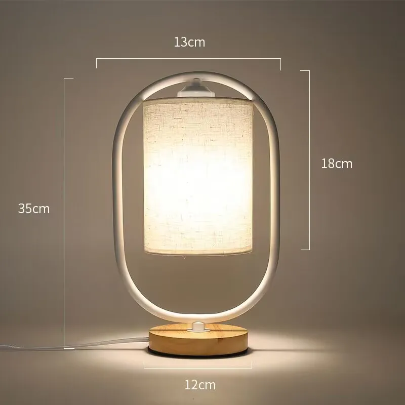 Scandinavian Bedroom Bedside Table LampNew Chinese Retro Cloth Cozy Solid Wood Dimmable Night Lamp3 Speed Dimmable Table Lamps