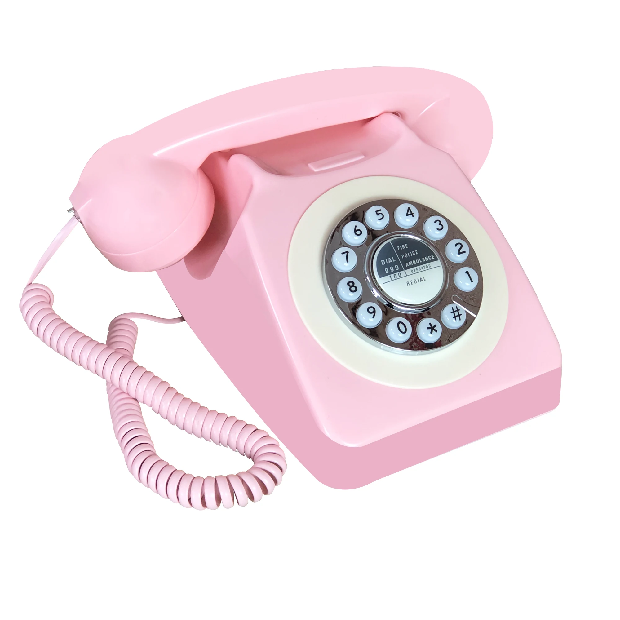 Pink Telephone for Home Office, Corded Retro Telephone, Old Fashion Landline Phone, Wired Antique Decorative Desktop Phones