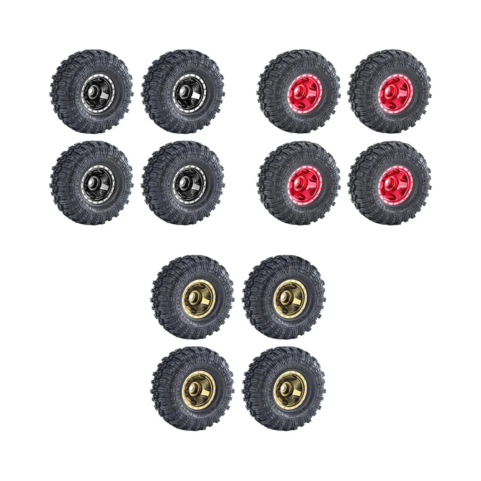 4Pcs 1.0 inch Wheel Tires Set Spare Parts Simulation Lightweight Replacement Rubber Tires for FMS24 SCX24 1/24 RC Crawler