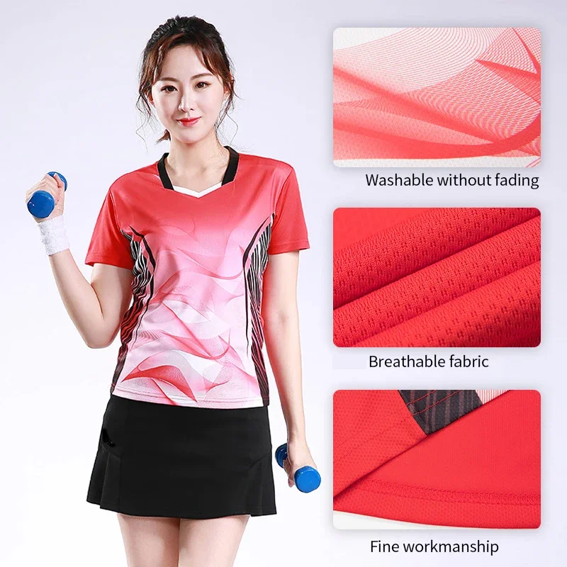 Uomo Donna Camicia da tennis Ragazze Maglietta da badminton Maglie da ping pong femminili Abbigliamento da palestra Abbigliamento da badminton in poliestere Unisex