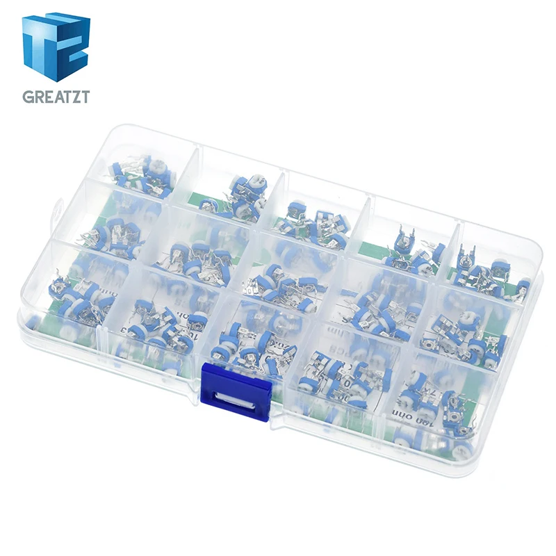 150pcs RM065 Trimmer Potentiometer Kit 100/220/470/1K/3.3K/4.7K/10K/20K/30K/47K/100K/200K/300K/500K/1M ohm RM-065 Potentiometer