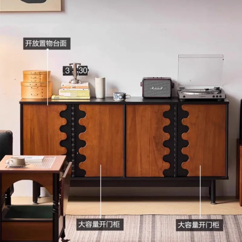 خزانة خشبية صلبة من العصور الوسطى، خزانة جانبية لتناول الطعام فرنسية قديمة، خزانة تخزين، عرض تخزين غرفة المعيشة، جدار تخزين