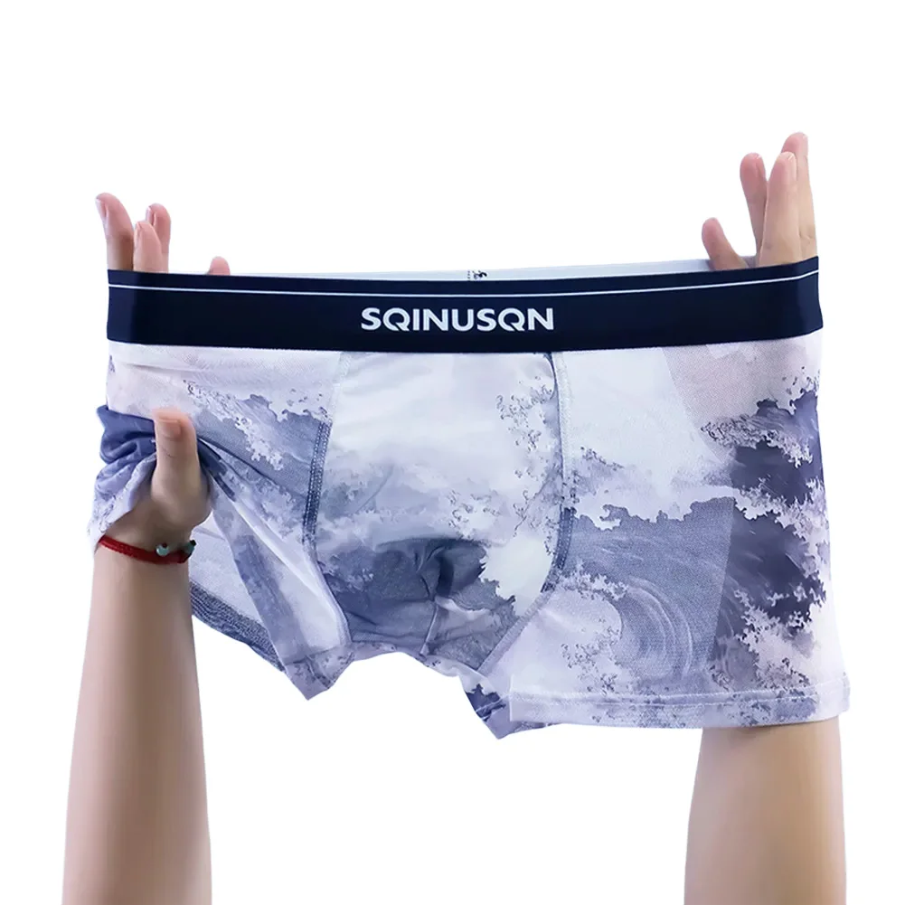 For Everyday Wear Men's Panties Mesh Underwear For Daily Use Brown Sexy Printed Boxer Shorts Brand New Condition