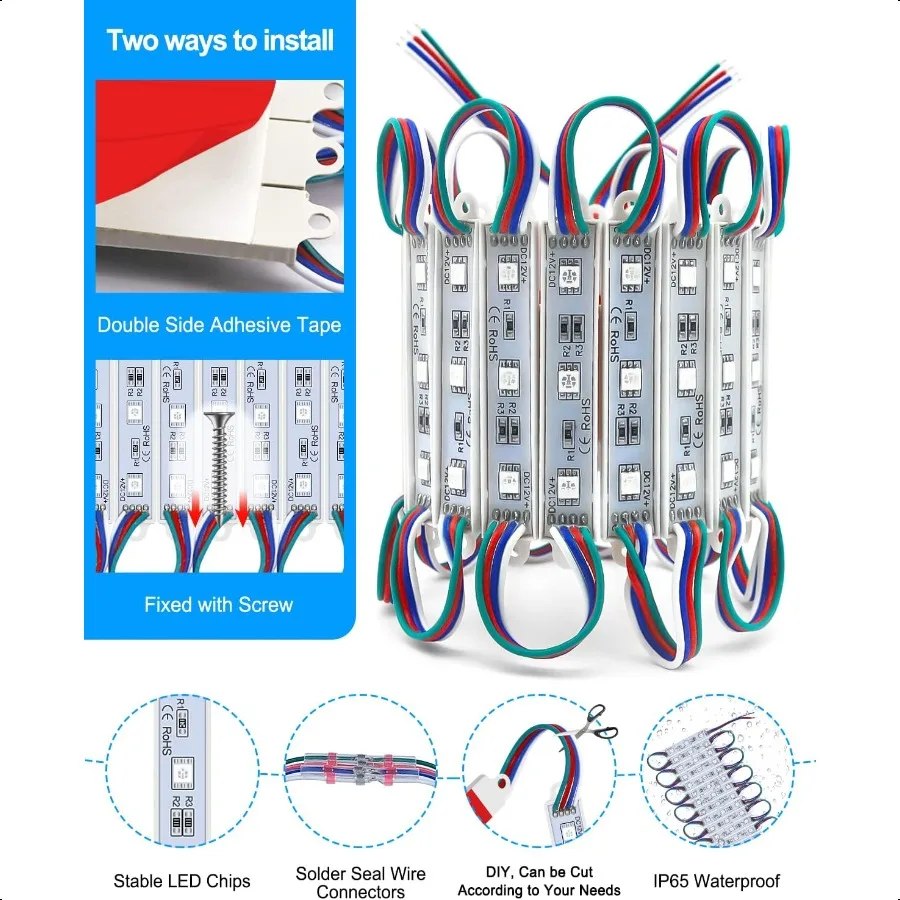 أضواء LED لواجهة المتجر لـ Busin ضوء ديكور مقاوم للماء للإعلان علامات الرسالة 4 مجموعة 5050 أضواء شريط نافذة SMD 40f