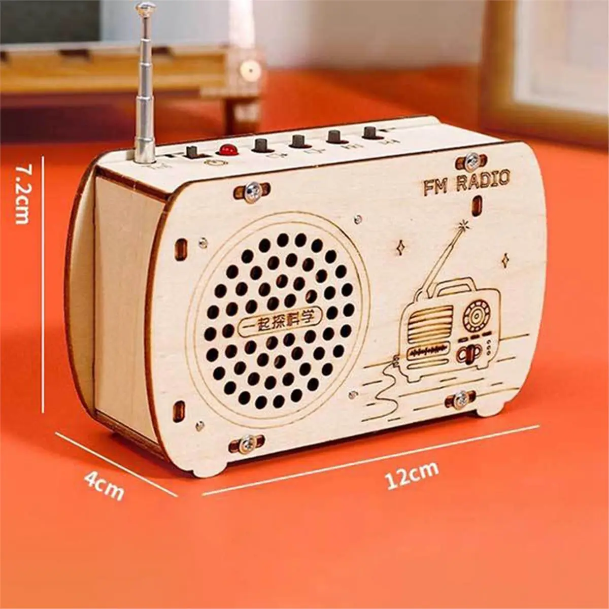 AA86 Build A Radio Kit Wood Radio Electronic Learning Set Interactive Building Toys Scientific Experimental Kits for Kids