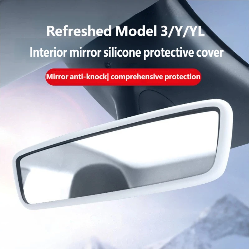 

Rearview Mirror Protector Frame For Tesla Model 3 Y YL Juniper Center Console Accessories Mirror Silicone Cover Trim